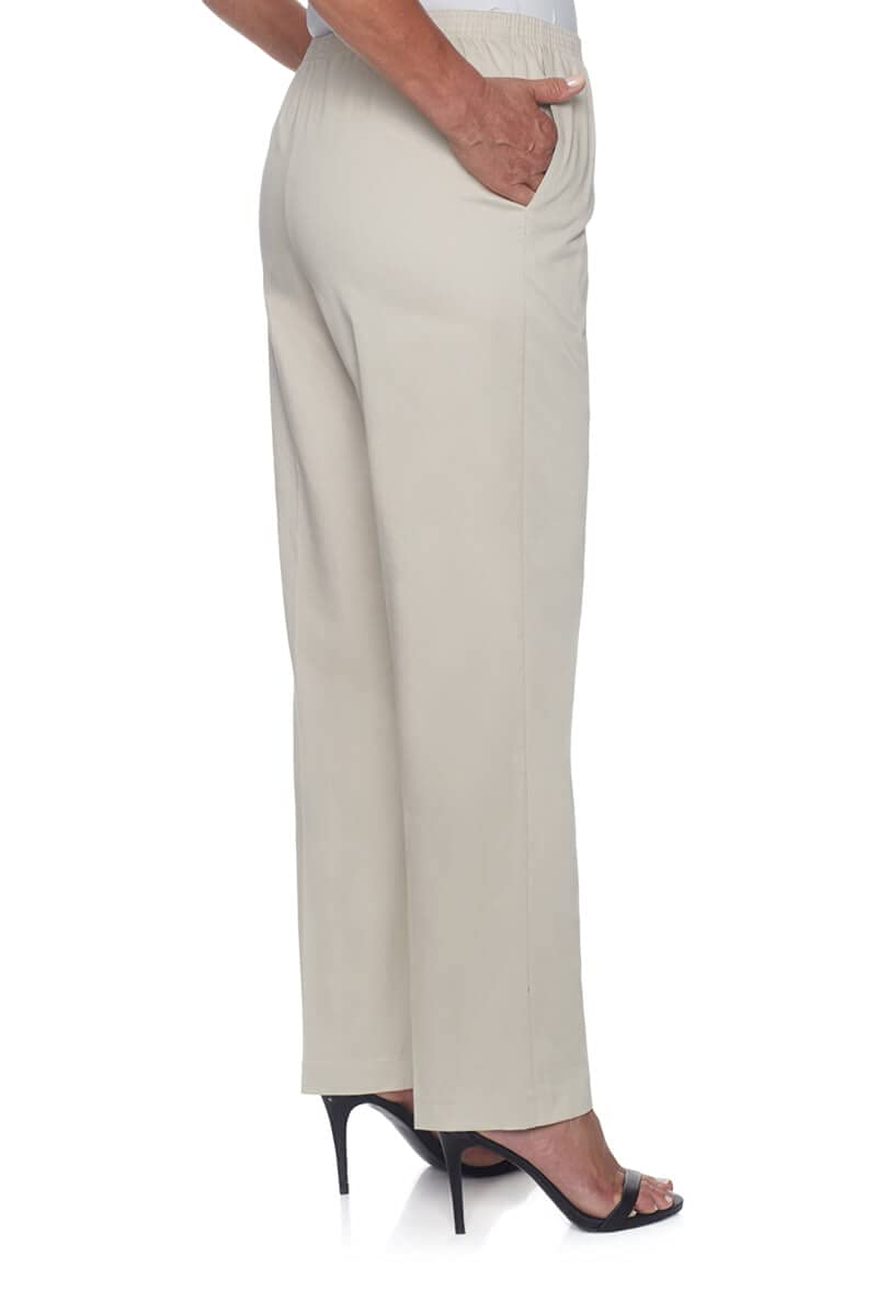 Alfred Dunner Womens Soft Twill Mid-Rise Regular Fit Straight Leg Regular Length Casual Pant Stone Size 16 - Image 2